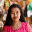Thanaka Painted Face on Burmese Lady, Myanmar (Burma)