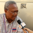 BANGKOK - JANUARY 5 2014: Suthep, leader of the anti government protests stops for an interview at Democracy Monument in Bangkok, Thailand