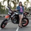 Cute Asian Girl With Motorbike
