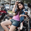 Cute Asian Girl With Motorbike