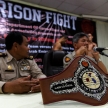 THAILAND - FEBUARY 12 2014: Title belt and guards at press confe