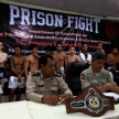 THAILAND - FEBUARY 12 2014: Title belt and guards at press confe