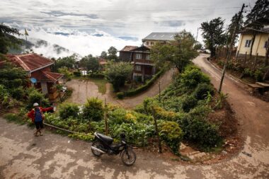 CHIN STATE, MYANMAR - JUNE 18 2015: Town view of Falam in the recently opened for tourists Chin State Mountainous Region, Myanmar (Burma)