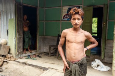 FALAM, MYANMAR - JUNE 17 2015: Local young man in the recently opened to foreigners area of Chin State - western Myanmar (Burma)