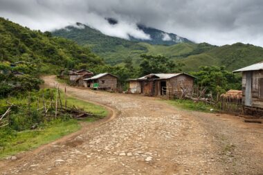 Dirt Road Leading Through Chin State Mountainous Region, Myanmar (Burma)