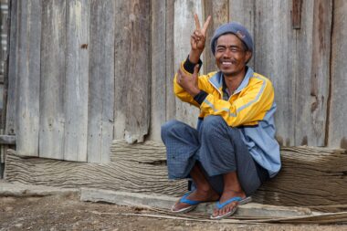 CHIN STATE, MYANMAR - JUNE 22 2015: Local village man in the recently opened for tourists Chin State Mountainous Region, Myanmar (Burma)