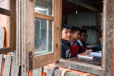 HAKHA, MYANMAR - JUNE 19 2015: Students in loocal school in the Hakha region in Chin State, Myanmar.